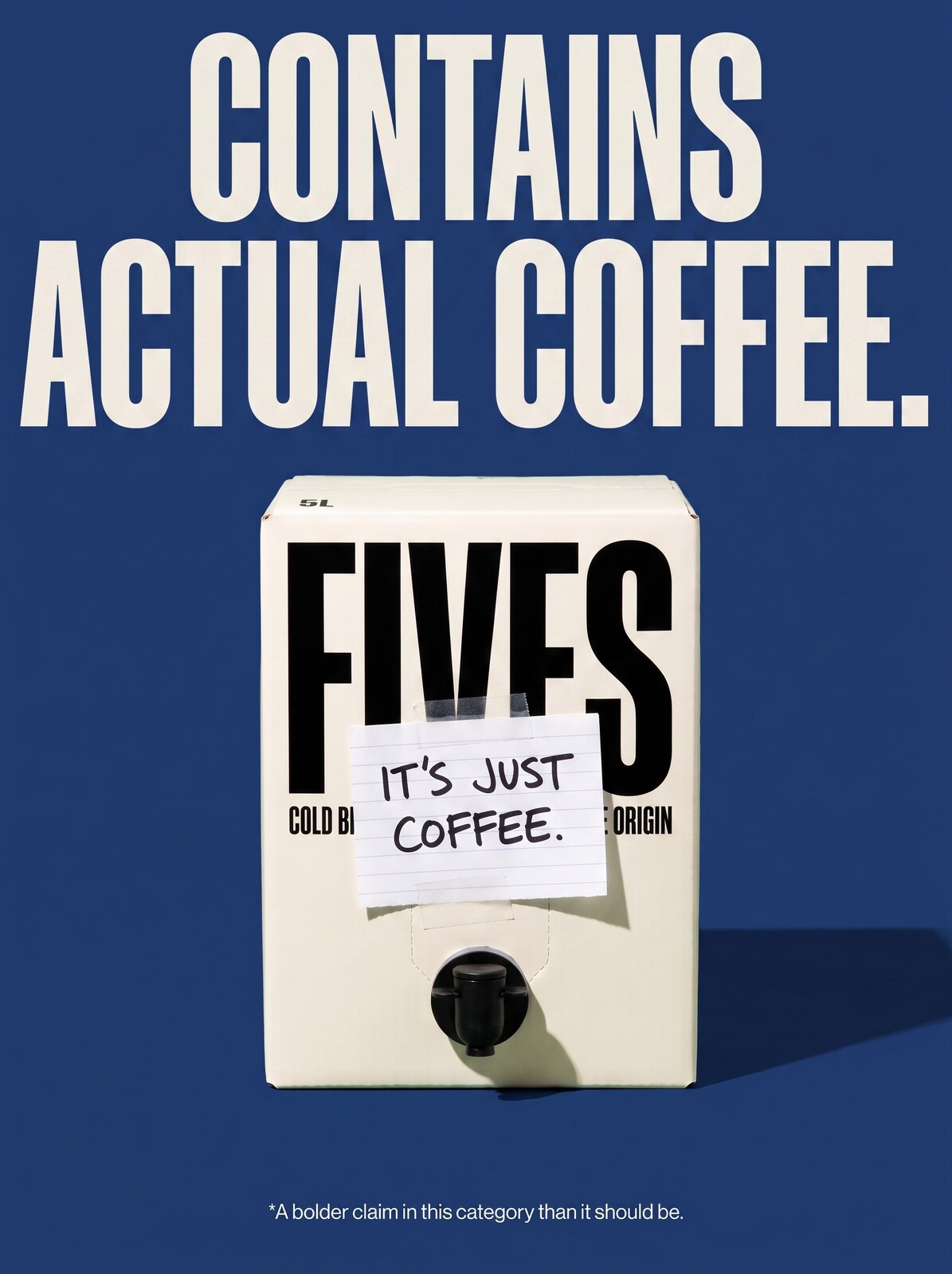 FIVES poster: Contains actual coffee